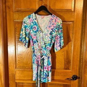 Lilly Pulitzer Women’s Faux Wrap Romper With Matching Tie Size XS-VGUC